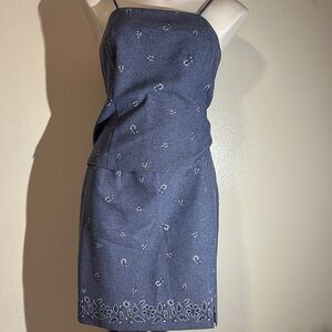 Elegant Blue Floral top and skirt set